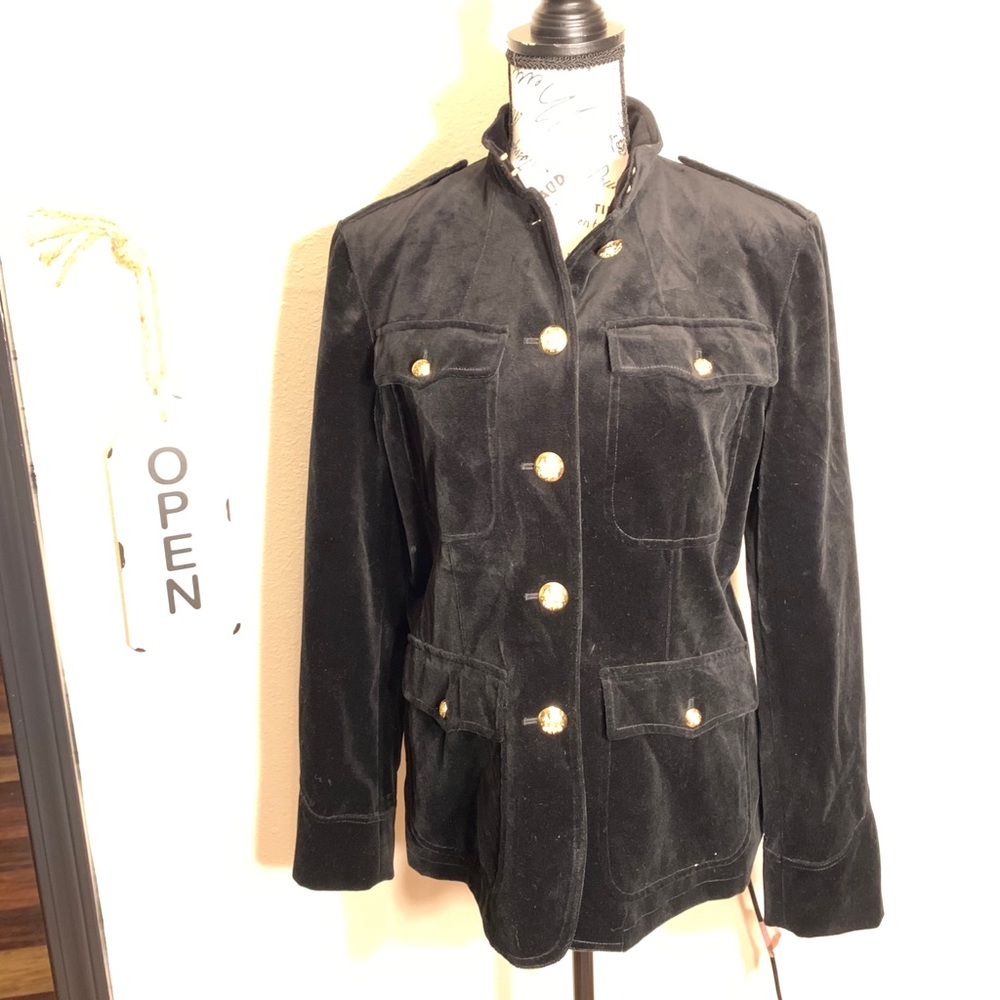 Lauren Ralph Lauren Military Style Velvet Jacket Gem